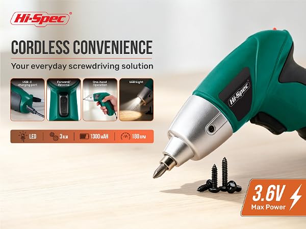 Hi-Spec 4V Green Electric Screwdriver Tool Kit Set