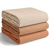 Comfy Cubs Muslin Swaddle Blankets Pack of 3, 42 x 42 Inch Soft 100% Cotton Baby Blanket Set, Lar...