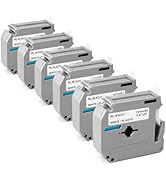 Rongta 6 pcs Label Tape for TM95, Black on White 12mm x 8m Plastic Tape, Compatible with Label Ma...