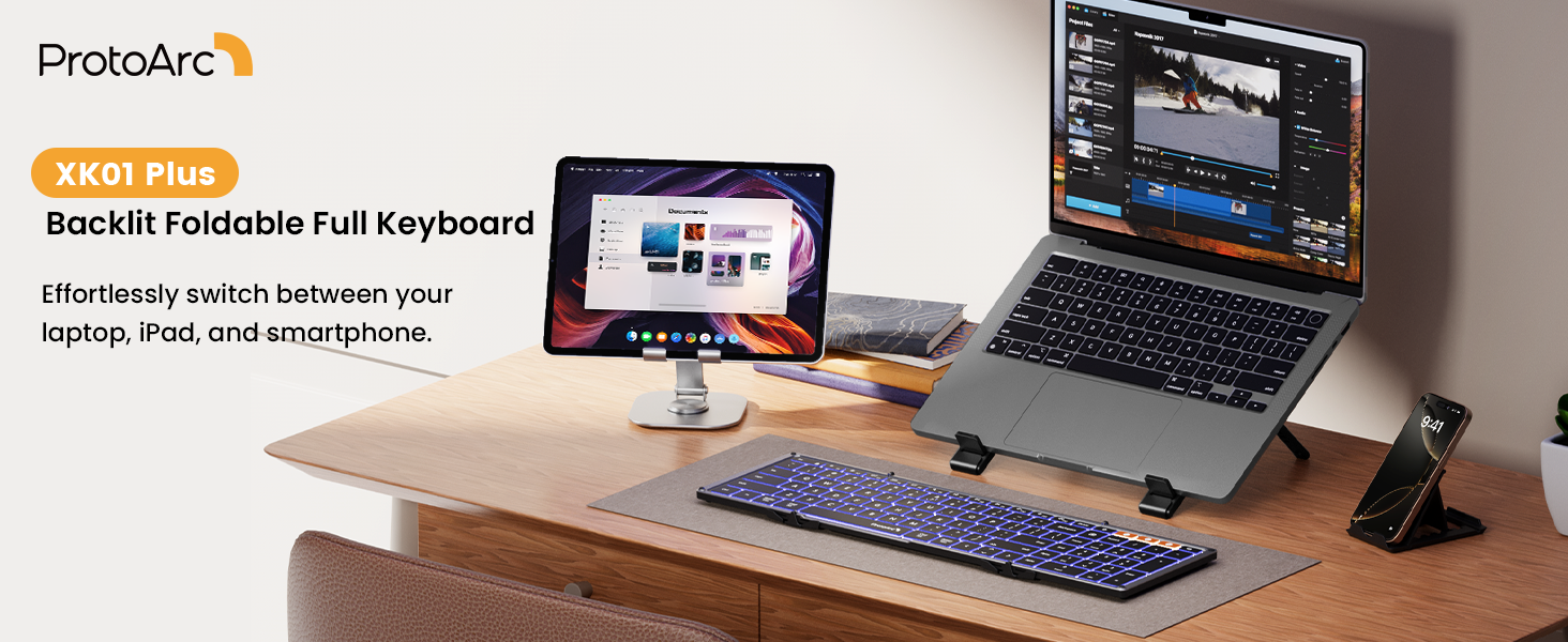 XK01 Plus Backlit Foldable keyboard