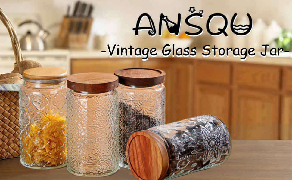 Vintage Glass Storage Jar with Bamboo Lid