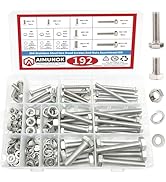 192PCS M6 M8 M10 Heavy Duty Bolts and Nuts Assortment Kit, Metric 304 Stainless Steel Screw Set I...