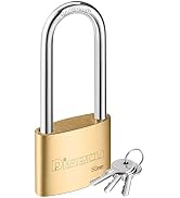 Disecu Solid Brass Keyed Padlock,2 Inch (50mm) Wide Body, 3.2 Inch Long Shackle Outdoor Waterproo...