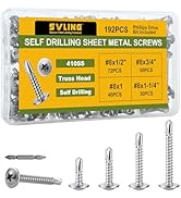 SVLING Self Tapping Screws Assortment Kit 192PCS, Modified Truss Head Sheet Metal Screws #8 x 1/2...