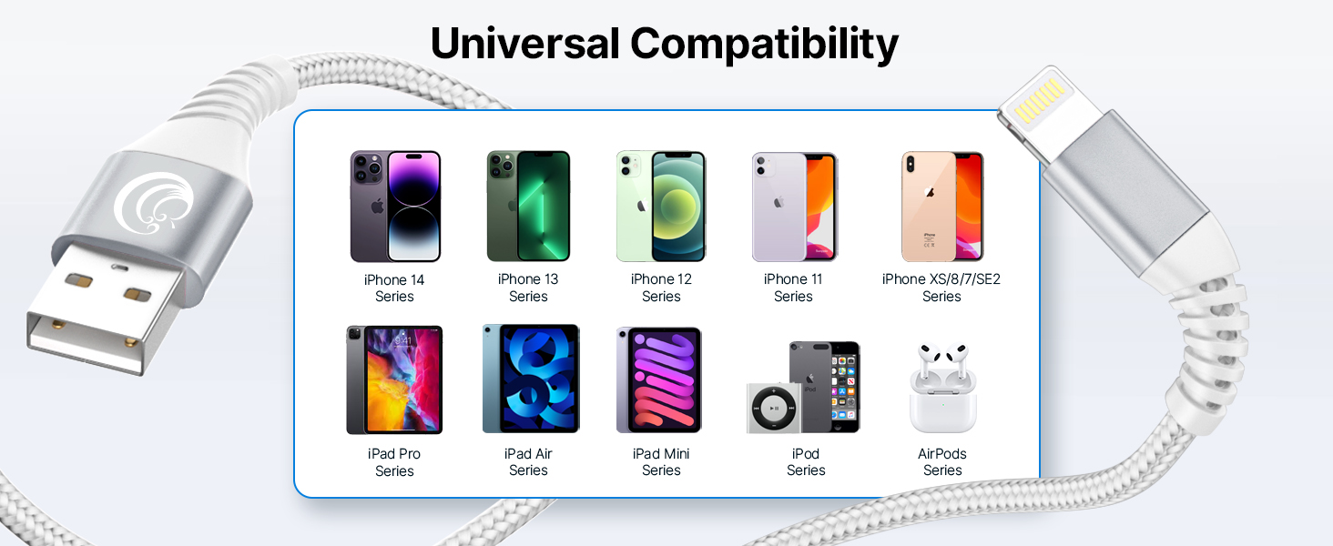 Lightning Cable Fast Charging Nylon Braided USB Cable iPhone Charger Cord