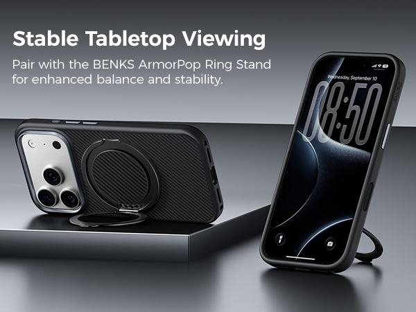 iPhone 18 pro max case with ArmorPop Ring Stand