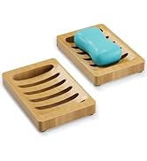 AmazerBath Soap Holder, Bamboo Soap Dish, Wooden Soap Holder Soap Dish, 2 Pack Bamboo Soap Holder...