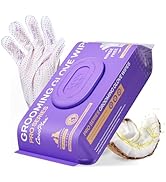 HICC PET Glove Wipes Pro – Pet Cleaning Gloves for Dogs & Cats – Infused with Coconut Oil & Plant...