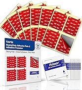 Heavy Duty Double-Sided Adhesive Pads – 24 Pre-Cut Foam Mounting Squares with Adhesion Promoter, ...