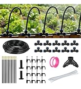 33FT Drip Irrigation System for Garden: 10 Nozzles 1/4" PE Tubing Automatic Watering Kit Adjustab...