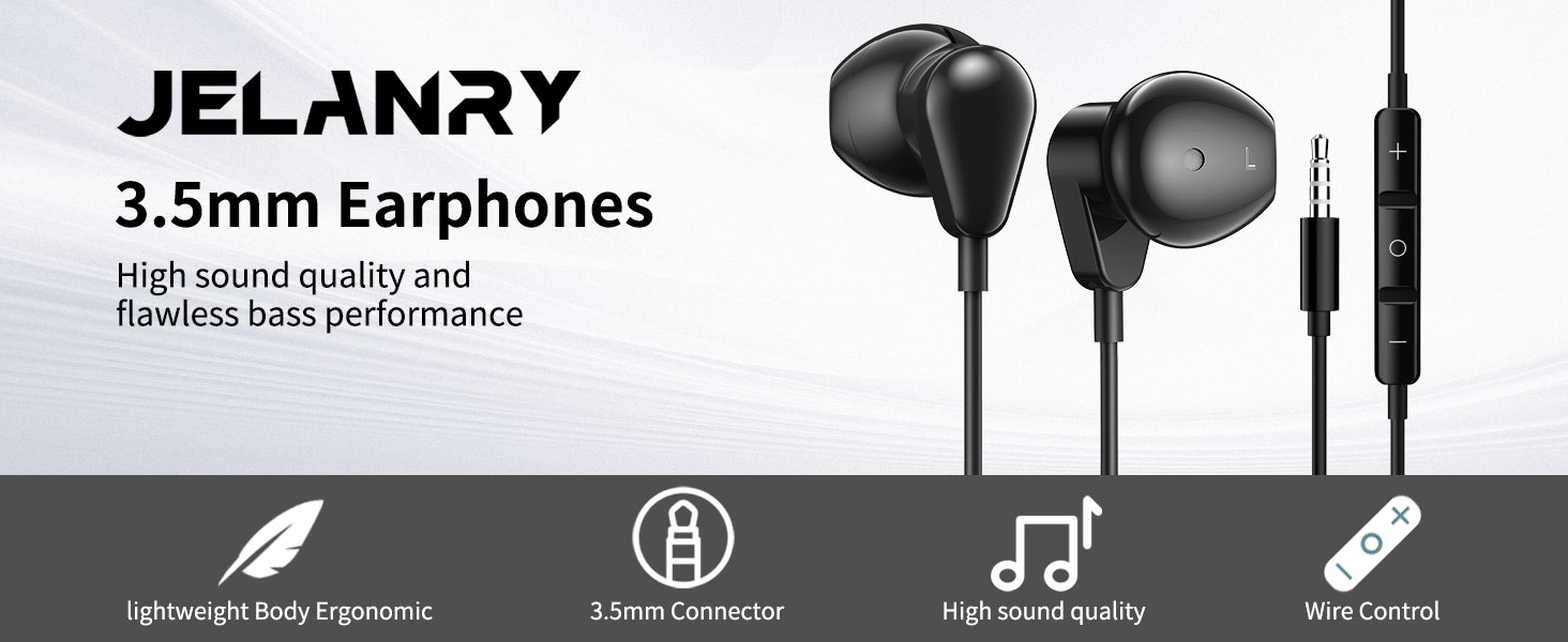 3.5mm Headphone Hi-Fi Stereo Bass Wired Earbuds Earphones with Microphone Volume Control