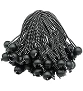 Axelord 50 Pack Ball Bungee Cord, 11 Inch Heavy Duty Bungie Cord Balls, Black, Camping Usage, Ind...