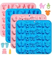 JOERSH 4 Pack Baby Shower Themed Chocolate Molds, Baby Feet Onesie Bottle Pacifier Molds, Bite Si...