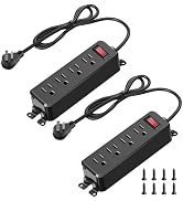 FENJIKRONIX 4 Outlet Small Power Strip, Black, Mountable, 6 ft Cord 2-Pack | Wall Mount, Overload...