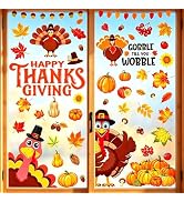 LUDILO Fall Thanksgiving Window Clings Static Window Decal for Fall Décor | Holiday Turkey Maple ...