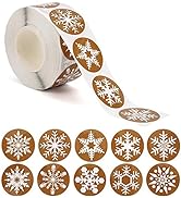 CCINEE Snowflake Stickers,Self Adhesive Snow Round Stickers for Christmas Label and Wrapping Supp...