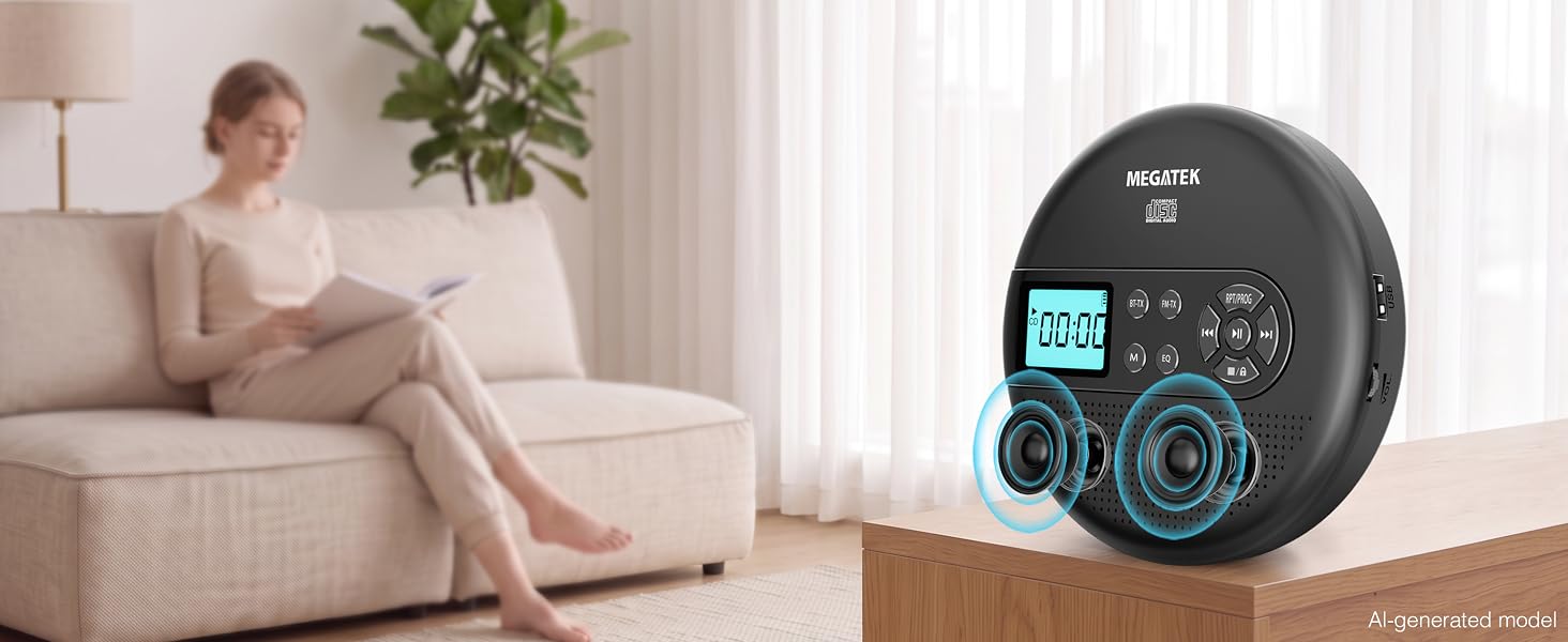 Portable CD Player with Dual Stereo Speakers