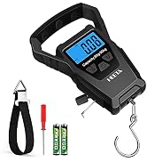 HEETA Waterproof Fish Scale Digital with Backlit LCD Display, 110lb/50kg Portable Hanging Scale F...