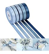 HUIHUANG Dusty Blue Ribbon 3/8 inch Satin Ribbon Assorted Dusty Blue Wedding Ribbons for Flower B...