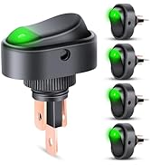 Nilight 5PCS LED Lighted Rocker Switch 12V Green LED Illuminated ON Off Toggle Switch 30A 3Pin SP...
