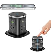 Motorized Pop Up Outlet,2 PD 45W USB C Charging Station, 3.15 in Hole Desktop Power Grommet Elect...