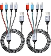 Dual Type-C Ports USB Multi Charging Cable Cord, 4 in 1 Charging Cables for Multiple Devices, Mul...