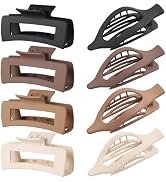 CHANDAT Hair Clips for Women 4.3 Inch Large Hair Claw Clips 8 pcs Square Claw Clips & Flat Hair C...