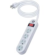OSKOS Power Strip with 4 Outlets, 4-ft Power Cord, Built-in Circuit Breaker, UL-Listed, Wall-Moun...
