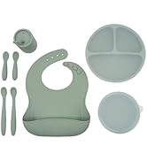 WeeSprout Baby Led Weaning Bundle, Silicone Suction Bowl, Spoons, Bib & Cup, Develops Self Feedin...