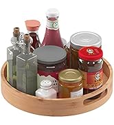Homerays 12 Inch Lazy Susan Organizer, Kitchen Rotating Spice Rack, Bamboo Lazy Susan with Double...
