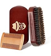 Beard Brush, 100% Boar Bristle Natural Black Walnut Wood Beard Comb Hair Mustache Shaving Brush F...