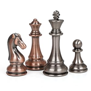 Luxury Metal Chess Set with 15 Inch Wooden Chess Board