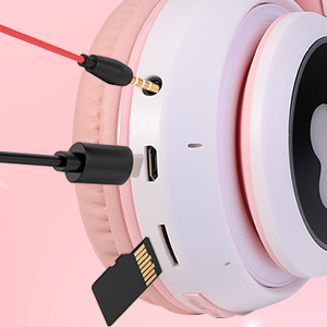 Kids Headphones Cat Ear Wireless Headphones LED Light Up Kids Bluetooth w/Microphone for iPhone/iPad