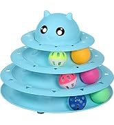 UPSKY Cat Toy Roller 3-Level Turntable Cat Toys Balls with Six Colorful Balls Interactive Kitten ...