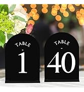 JOYIT Arch Wedding Table Numbers 1-40 with Stands – Double-Sided Printed 5" X 7" Acrylic Table Si...