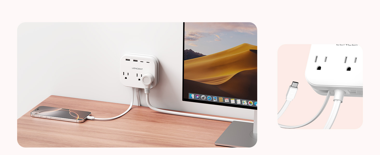 Power Strip with USB C Cable