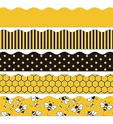 Whaline 69Ft Bee Bulletin Board Borders Black Yellow Cartoon Bees Honeycomb Bulletin Board Sticke...