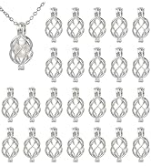 Frinnovan 25 Pack Pearl Cage Locket Pendants Openable Crystal Stone Holder for DIY Charms Bracele...