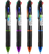 Bribobo 4 Pack Multicolor Ballpoint Pens 4-in-1 0.7mm Colored Retractable Ballpoint Gift Pens for...