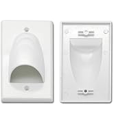 Halokny 2 Pack Single Gang Recessed Multimedia Bundled Cable Wall Plate Face Plate Panel, White(2...
