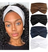 STGDAK 4 Pack Bandana Headbands for Women Large Turban Head Wraps Wide Headband Twist Knot Head B...
