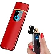 Electronic Lighter, USB Rechargeable Lighter, Mini Creative Touchscreen LED Power Display Windpro...