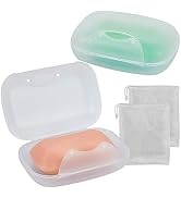 Soap Box Holder, 2-Pack Soap Dish Soap Savers Case Container for Bathroom Camping Gym Vonpri (Clear)