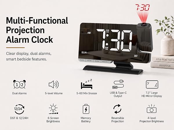 Multi-FunctionalProjection Alarm Clock