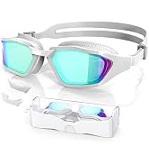 Greatever Sleek Swimming Goggles, UV400 Protection Swim Goggles, HD Wide View Goggles, Anti Fog N...