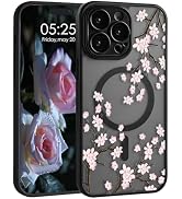 Uioeua for iPhone 14 Pro Max Magnetic Flower Case,Cute Clear Frosted Floral Pattern Design with L...