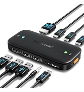 Lemorele USB C KVM Switch with 4K@60Hz HDMI, 4 USB A/C Ports?100W PD?3.5mm Audio for 2 Computers ...