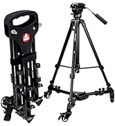 Folding Tripod Dolly with 3 Wheels Base Stand Heavy Duty Foldable Tripod Pulley Dolly for Photo a...