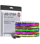 BTF-LIGHTING WS2811 Smart IC RGB FCOB COB LED Strip, UL Listed 720LEDs/m High Density Color Chasi...