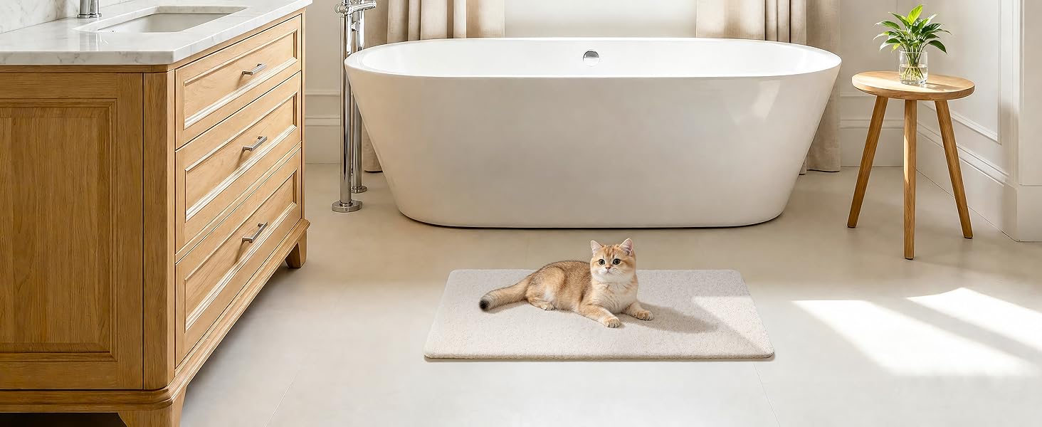 white shower mat